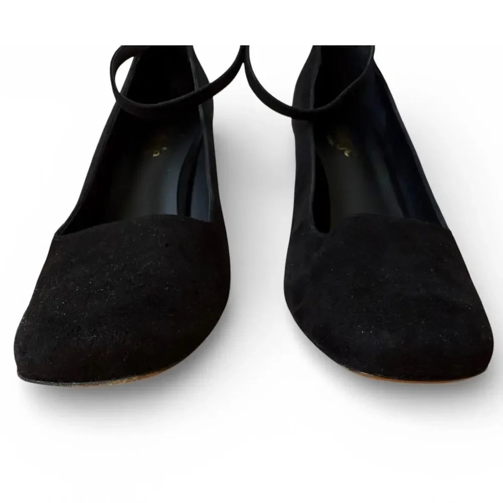 Rouje Paris Leonie Black Suede Ankle Strap Pump Heels Women's Size 39
